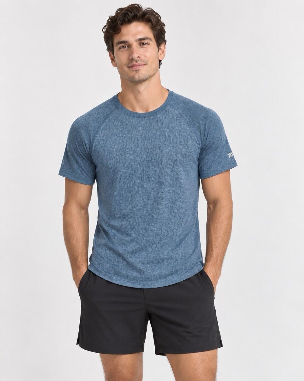 All in Motion Men’s Small Running Shirt Blue Gray Moisture Wicking NWT